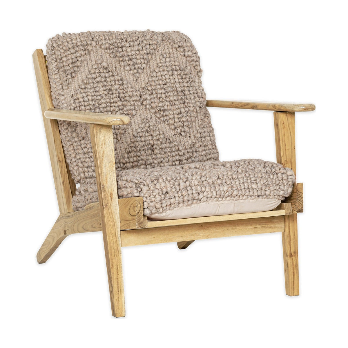 Keya Chunky Weave & Mango Wood Armchair - Natural
