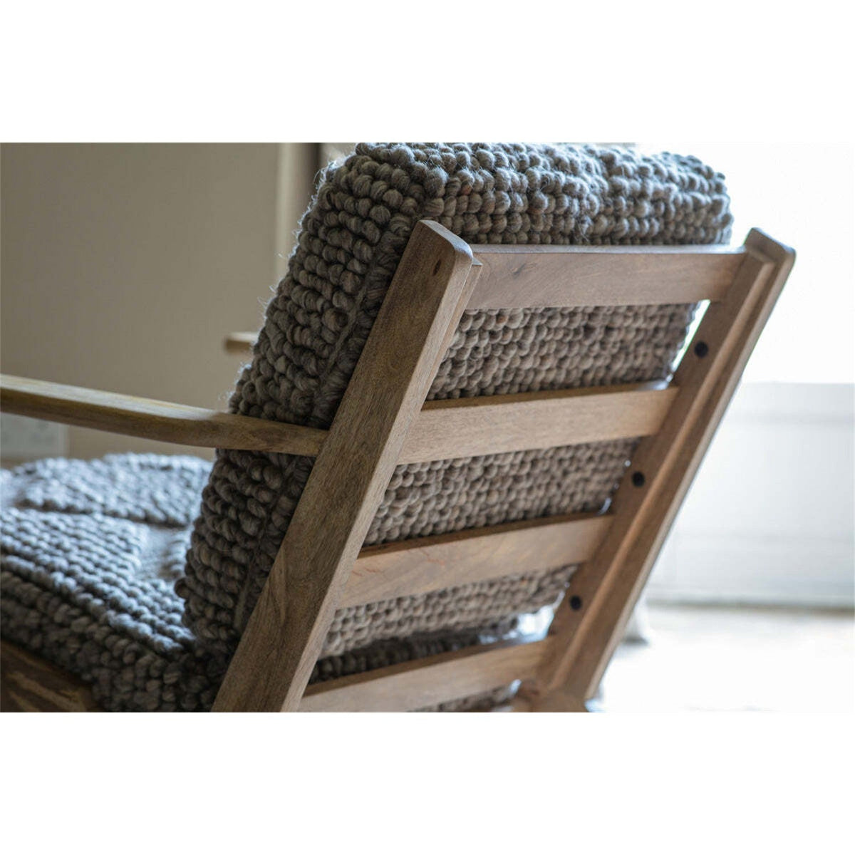 Keya Chunky Weave & Mango Wood Armchair - Natural