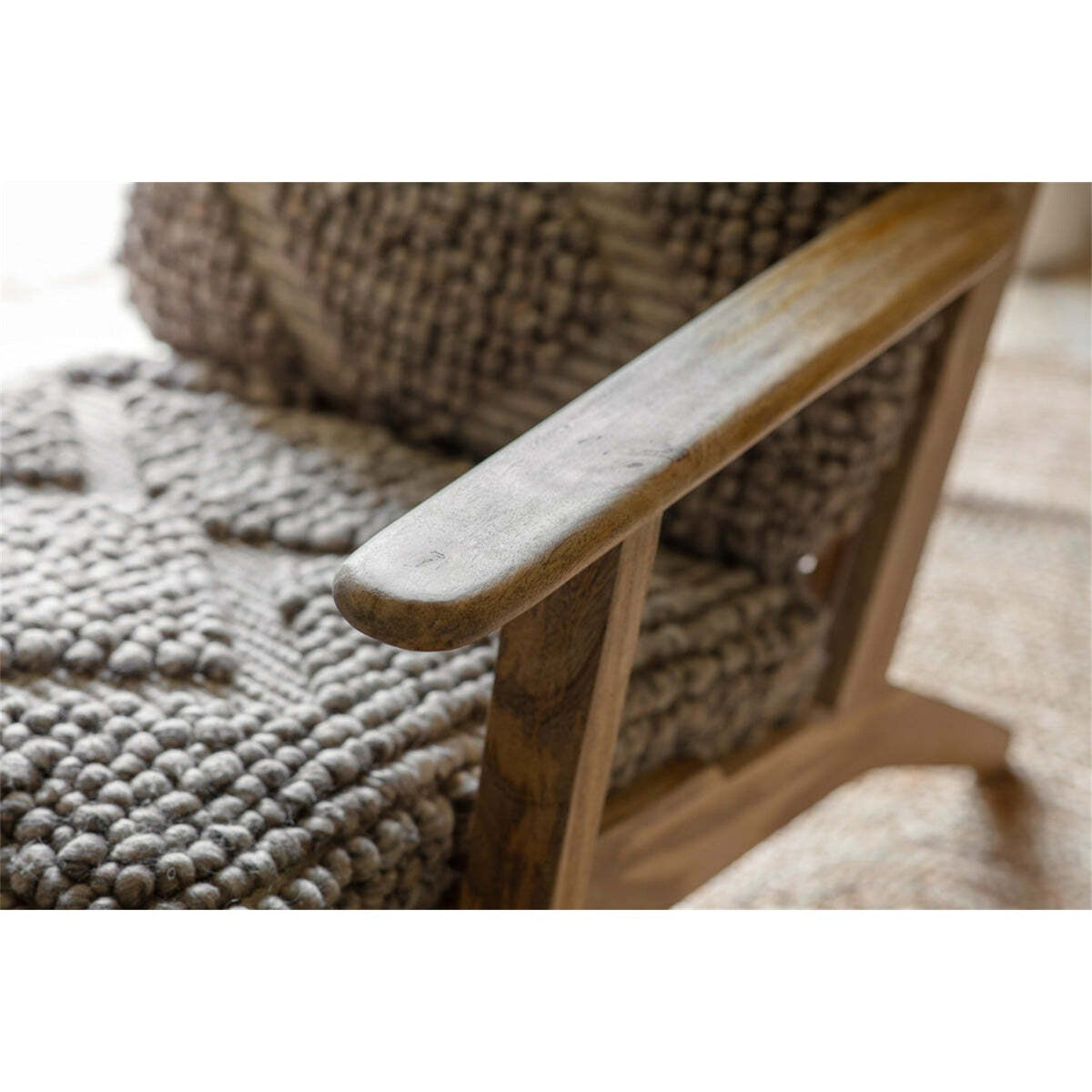 Keya Chunky Weave & Mango Wood Armchair - Natural