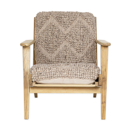Keya Chunky Weave & Mango Wood Armchair - Natural