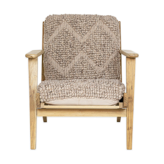 Keya Chunky Weave & Mango Wood Armchair - Natural