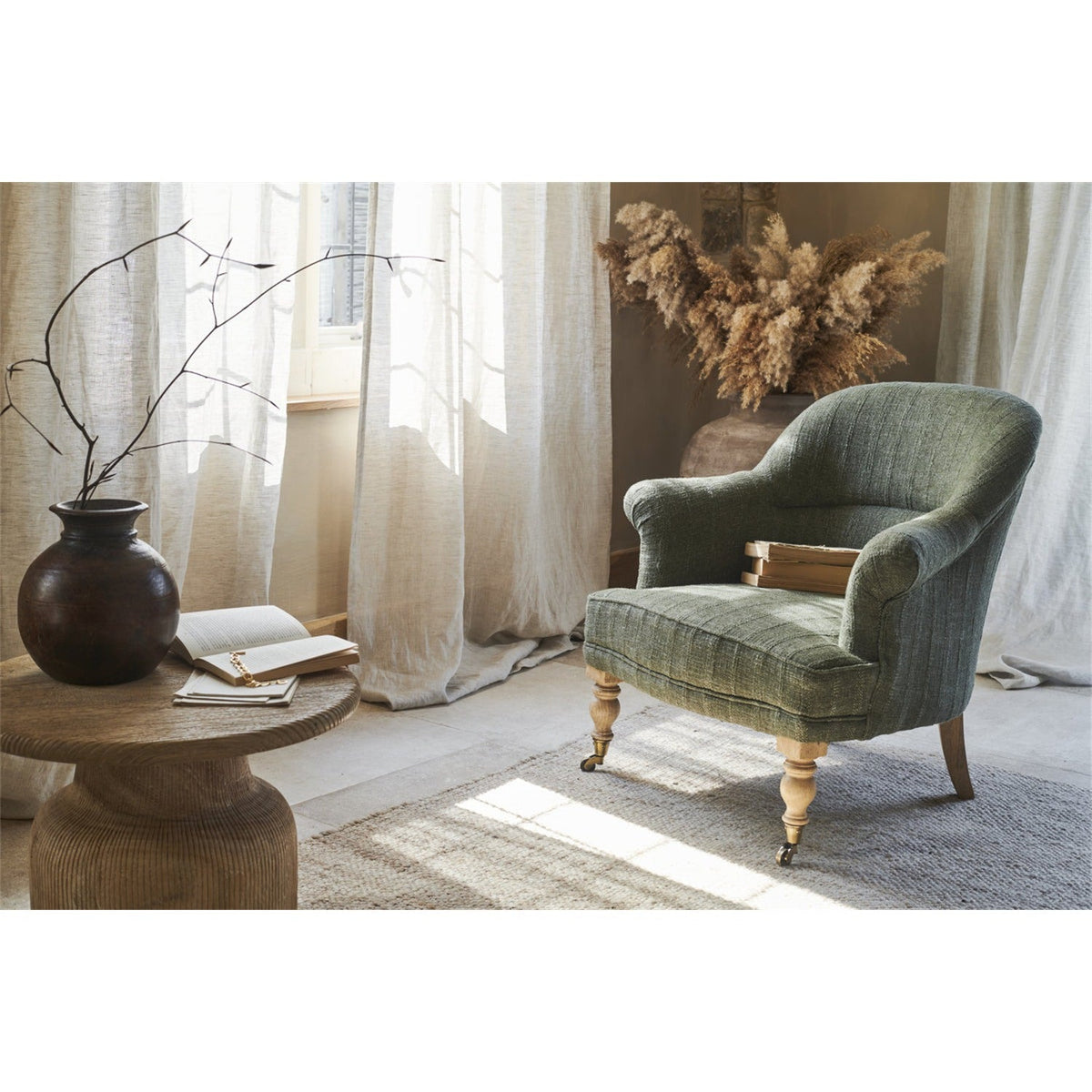 Kiana Cotton Armchair - Moss