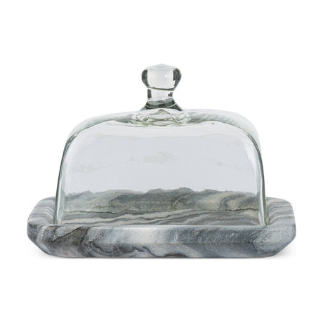 Kallso Marble & Glass Butter Dish - Grey