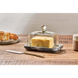 Kallso Marble & Glass Butter Dish - Grey