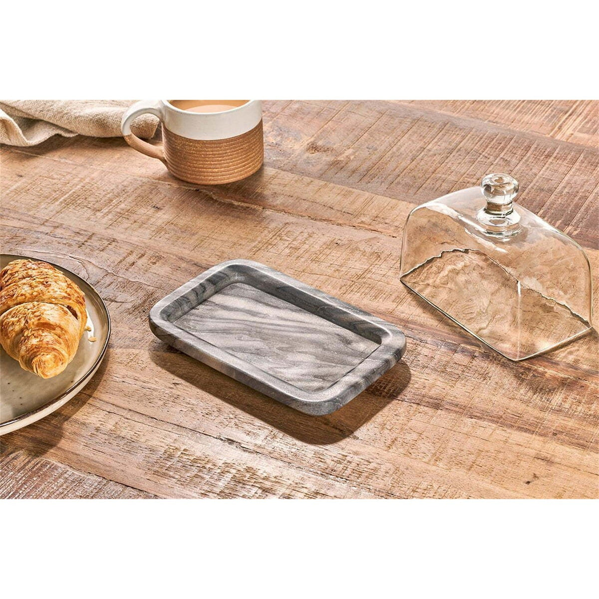 Kallso Marble & Glass Butter Dish - Grey