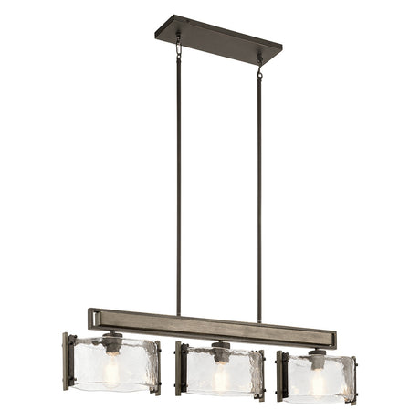 Aberdeen 3 Light Chandelier - Distressed Grey Wood Effect & Old Bronze