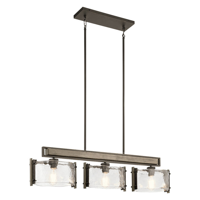 Aberdeen 3 Light Chandelier - Distressed Grey Wood Effect & Old Bronze