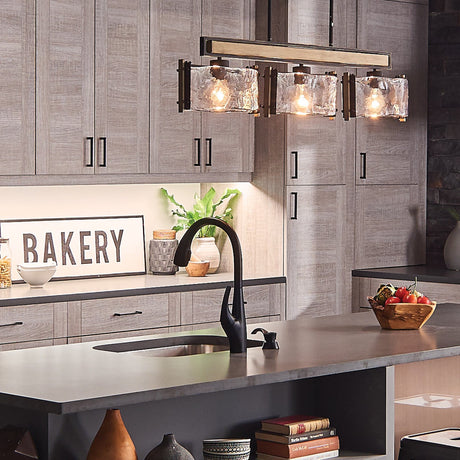 Aberdeen 3 Light Chandelier - Distressed Grey Wood Effect & Old Bronze