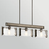 Aberdeen 3 Light Chandelier - Distressed Grey Wood Effect & Old Bronze