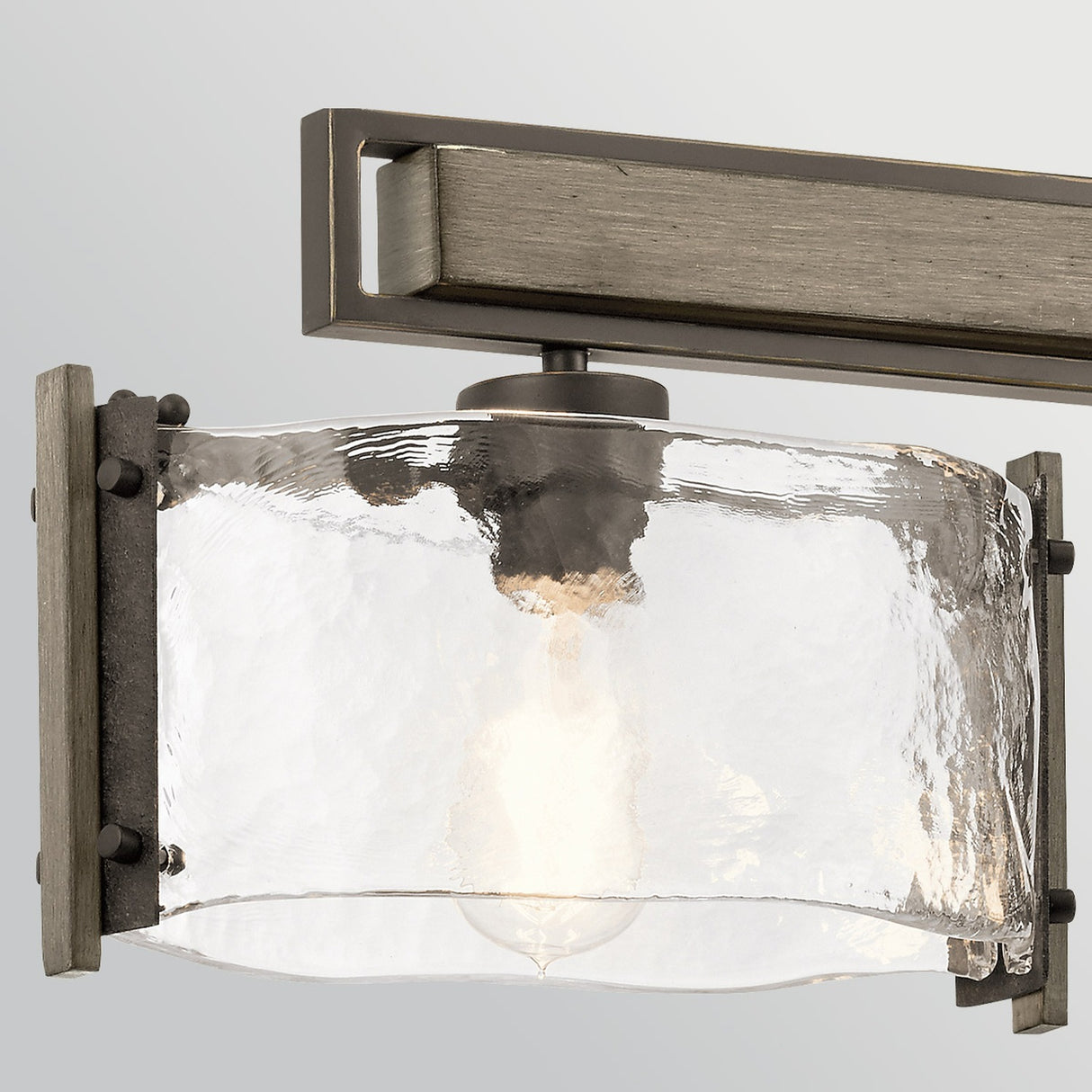 Aberdeen 3 Light Chandelier - Distressed Grey Wood Effect & Old Bronze