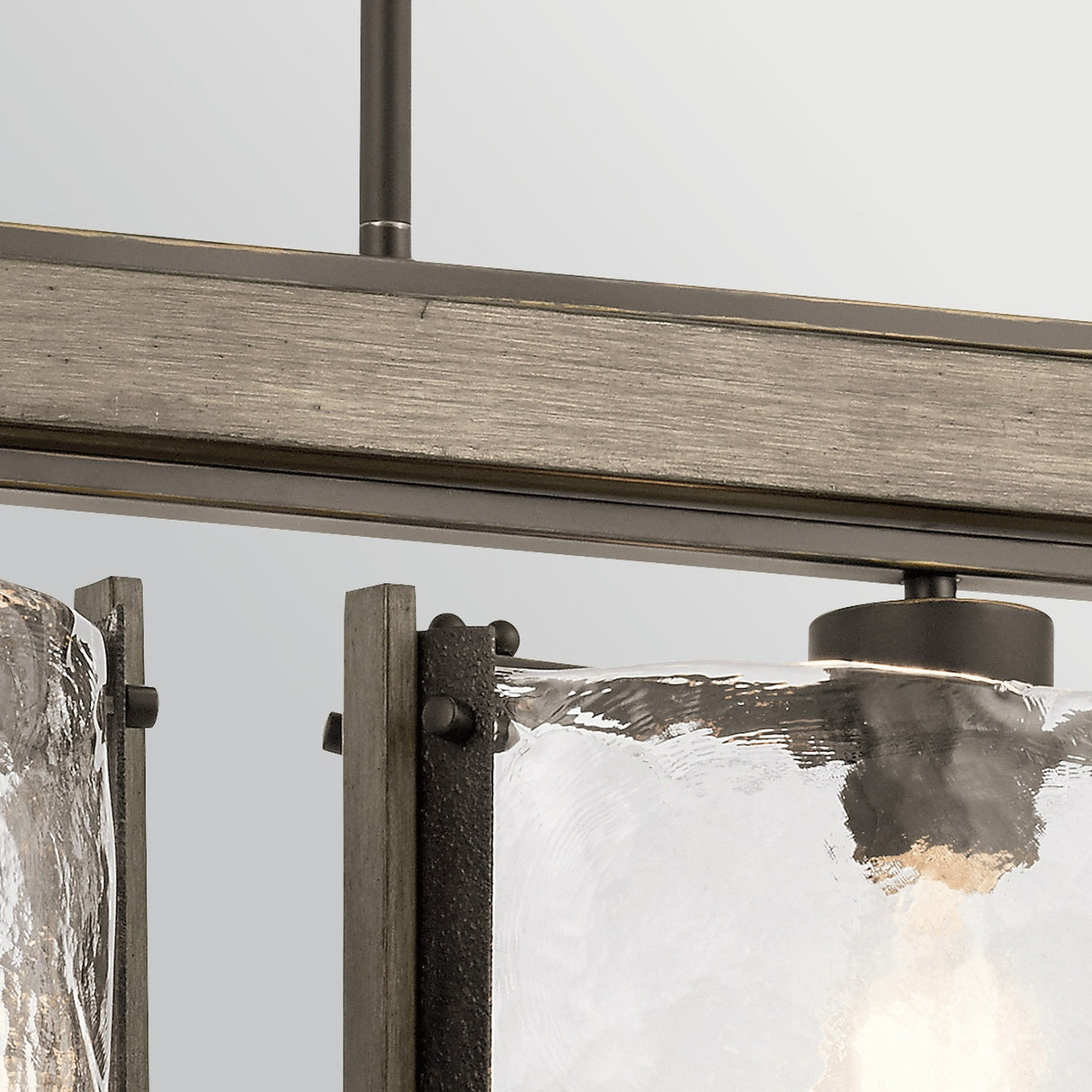 Aberdeen 3 Light Chandelier - Distressed Grey Wood Effect & Old Bronze