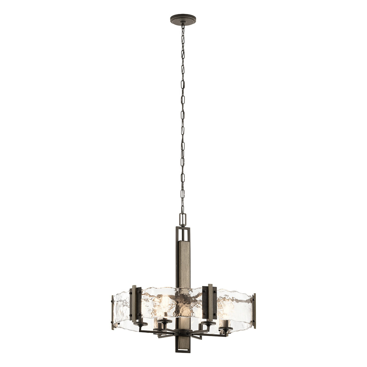 Aberdeen 6 Light Chandelier - Distressed Grey Wood Effect & Old Bronze