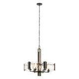Aberdeen 6 Light Chandelier - Distressed Grey Wood Effect & Old Bronze