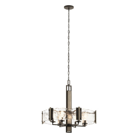 Aberdeen 6 Light Chandelier - Distressed Grey Wood Effect & Old Bronze