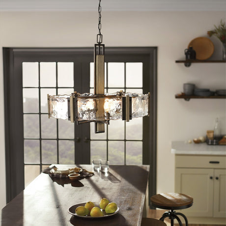 Aberdeen 6 Light Chandelier - Distressed Grey Wood Effect & Old Bronze