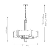 Aberdeen 6 Light Chandelier - Distressed Grey Wood Effect & Old Bronze
