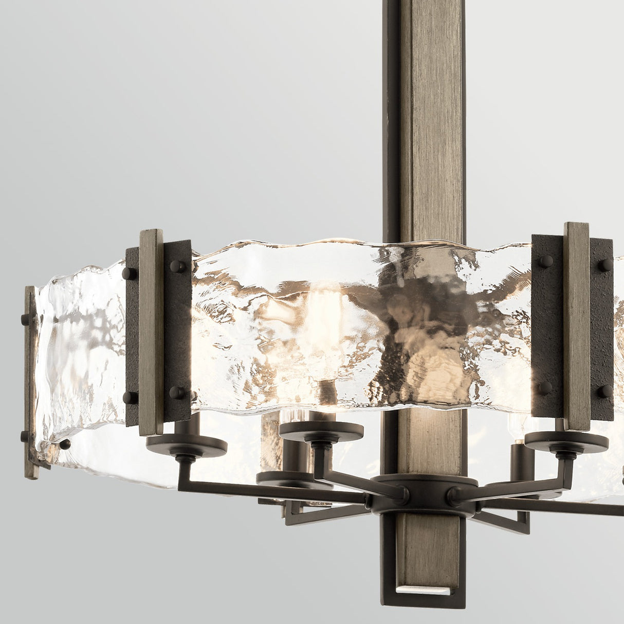 Aberdeen 6 Light Chandelier - Distressed Grey Wood Effect & Old Bronze