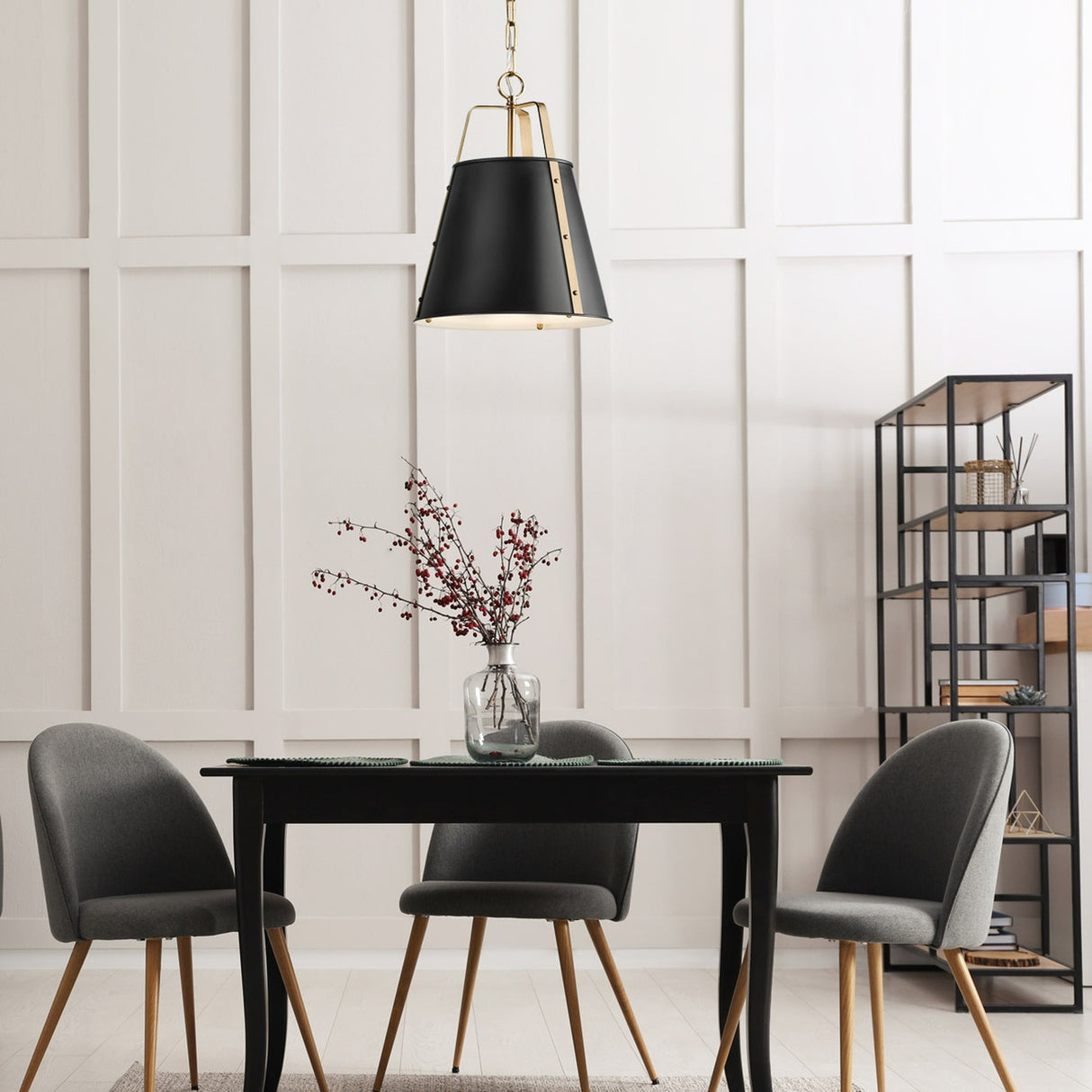 Etcher 2 Light Large Pendant Light - Black & Champagne Bronze