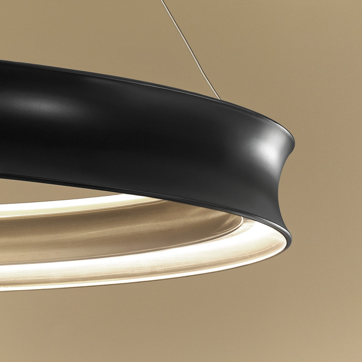 Larousse 1 Light Large Pendant Light - Black & Champagne Bronze