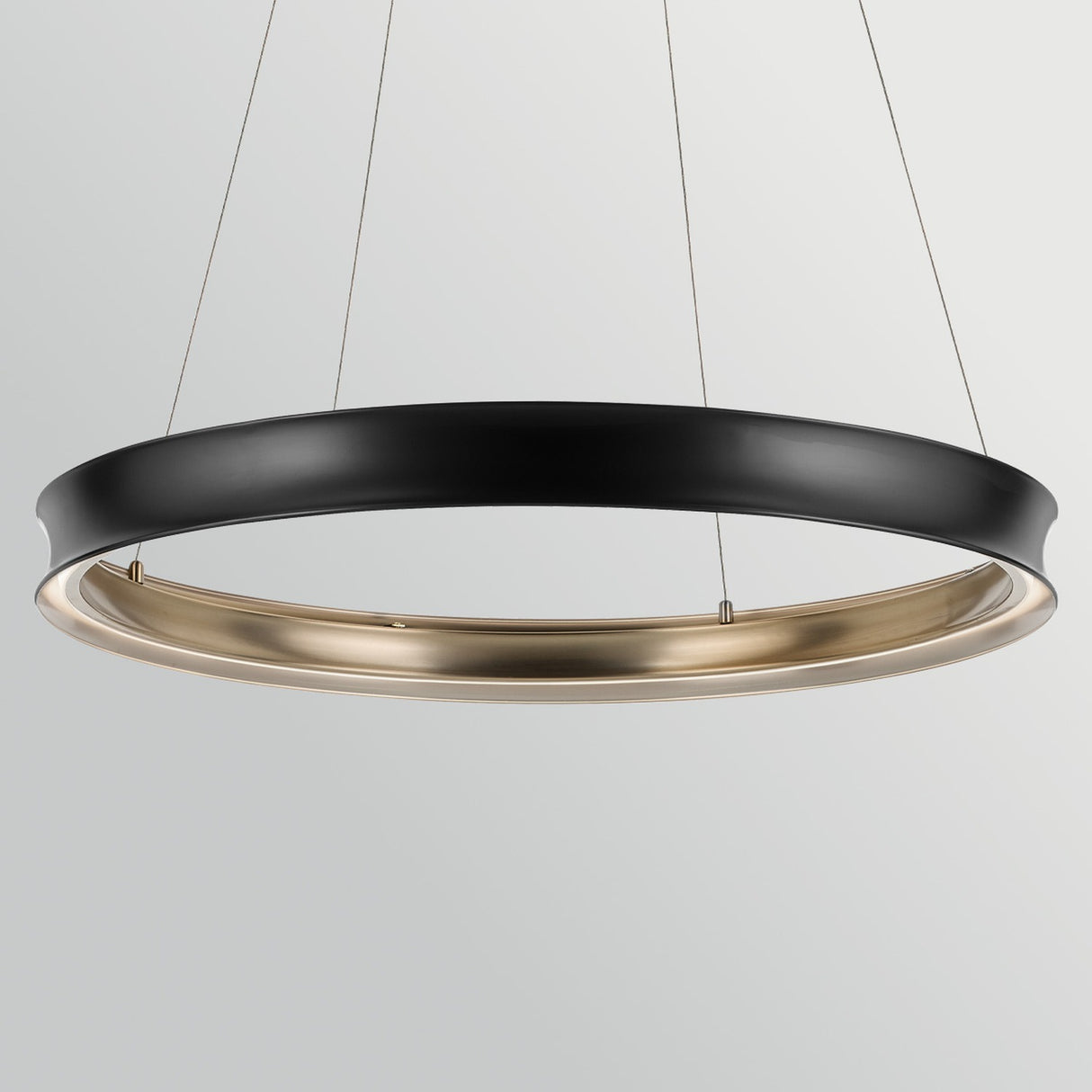 Larousse 1 Light Large Pendant Light - Black & Champagne Bronze