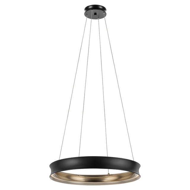 Larousse 1 Light Medium Pendant Light - Black & Champagne Bronze