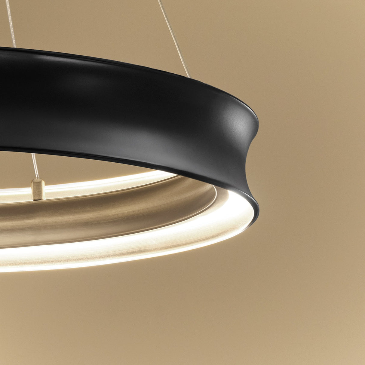 Larousse 1 Light Medium Pendant Light - Black & Champagne Bronze