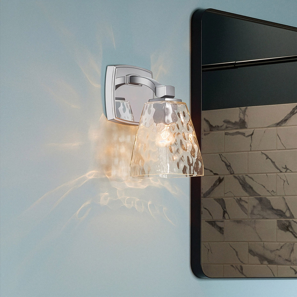 Marant 1 Light Wall Light - Polished Chrome with Clear Water Glass