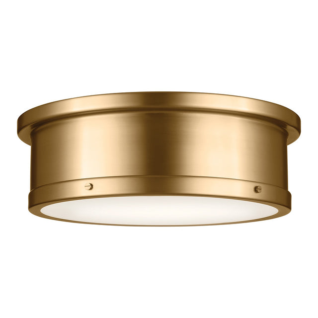 Serca 3 Light Large Flush Ceiling Light - Brushed Natural Brass