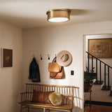 Serca 3 Light Large Flush Ceiling Light - Brushed Natural Brass