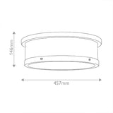 Serca 3 Light Large Flush Ceiling Light - Brushed Natural Brass