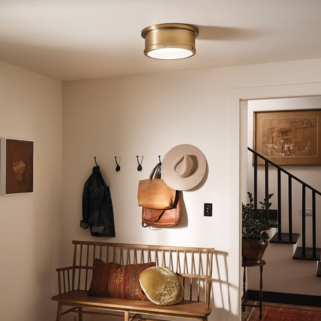 Serca 2 Light Medium Flush Ceiling Light - Brushed Natural Brass