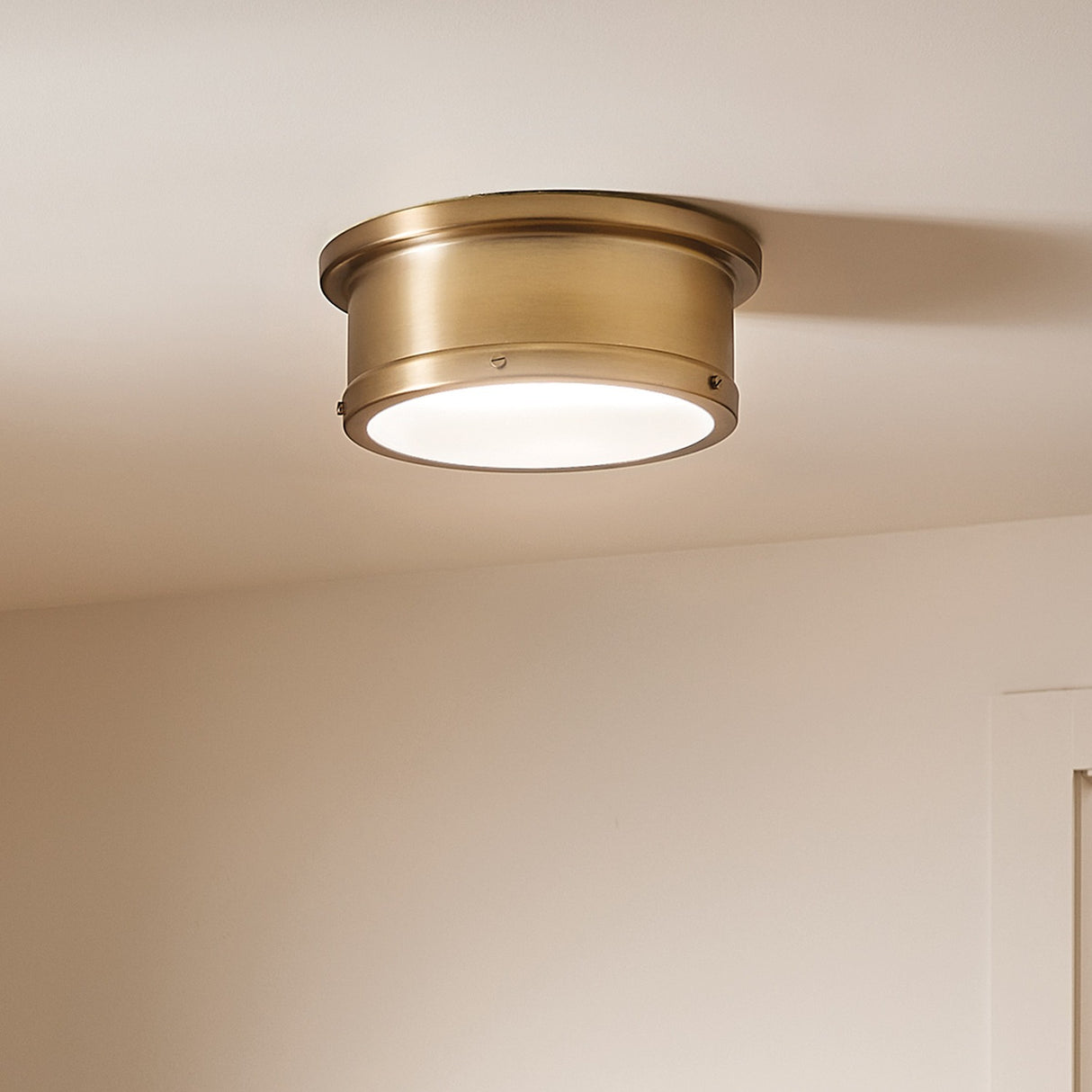 Serca 2 Light Medium Flush Ceiling Light - Brushed Natural Brass