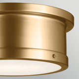 Serca 2 Light Medium Flush Ceiling Light - Brushed Natural Brass
