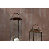 Kaso Small Glass Lantern - Aged Antique Brass