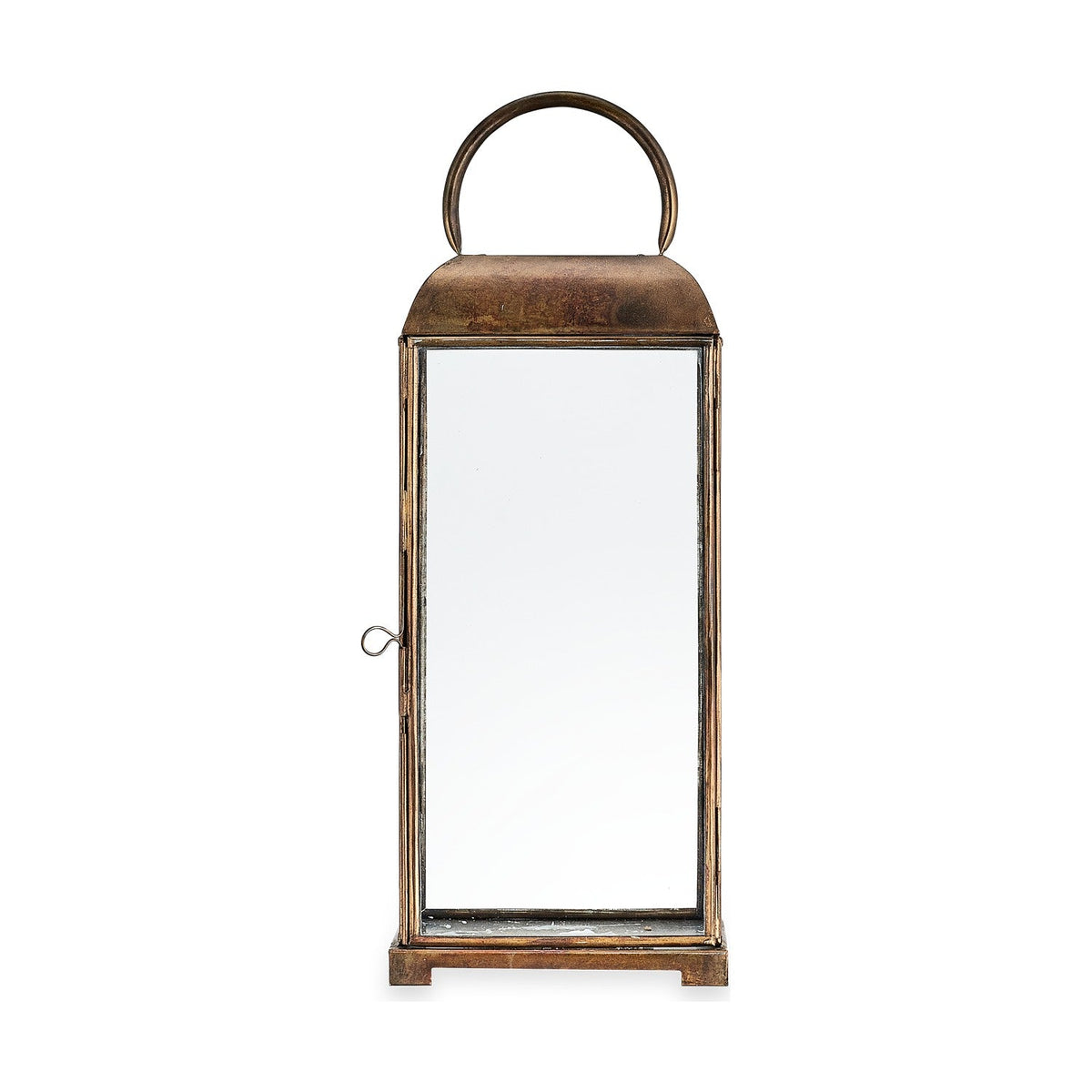 Kaso Small Glass Lantern - Aged Antique Brass