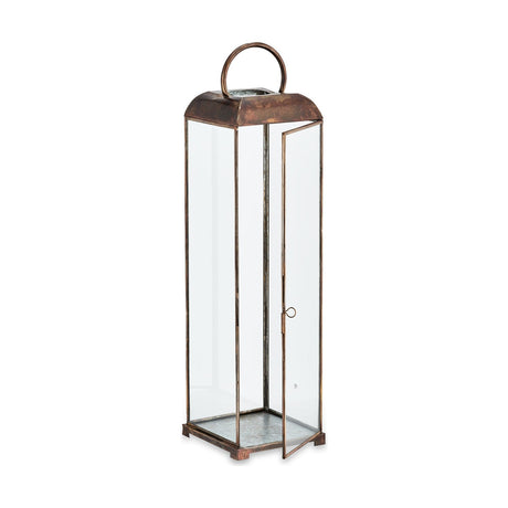 Kaso Large Glass Lantern - Aged Antique Brass