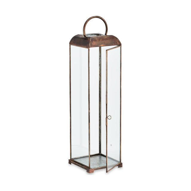 Kaso Large Glass Lantern - Aged Antique Brass
