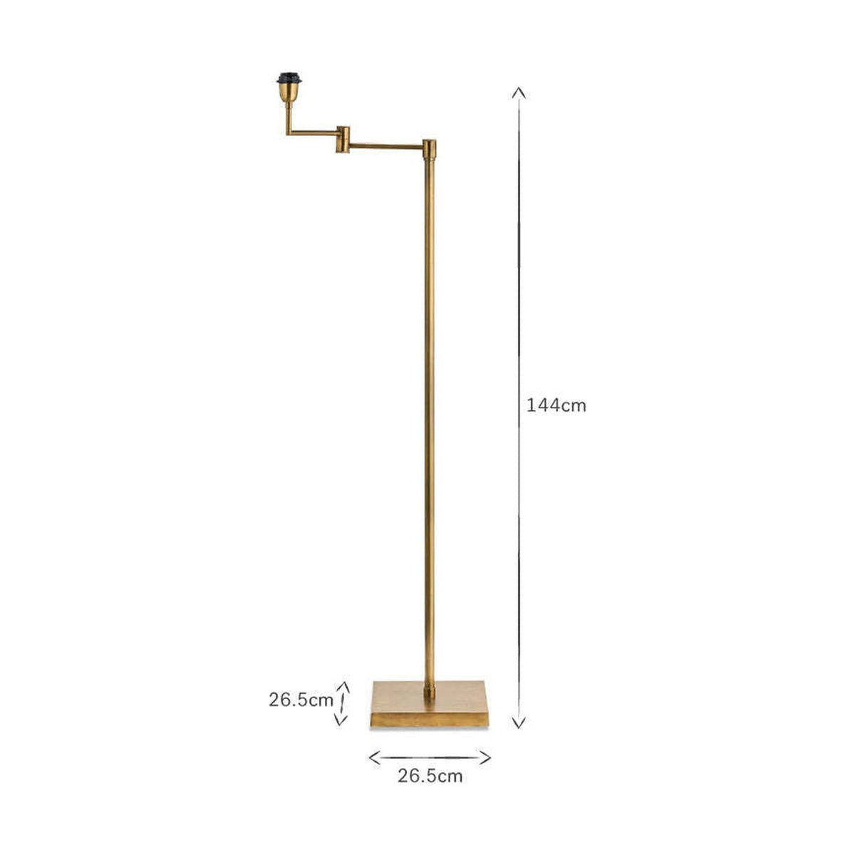 Kara Iron Floor Lamp Base - Brass