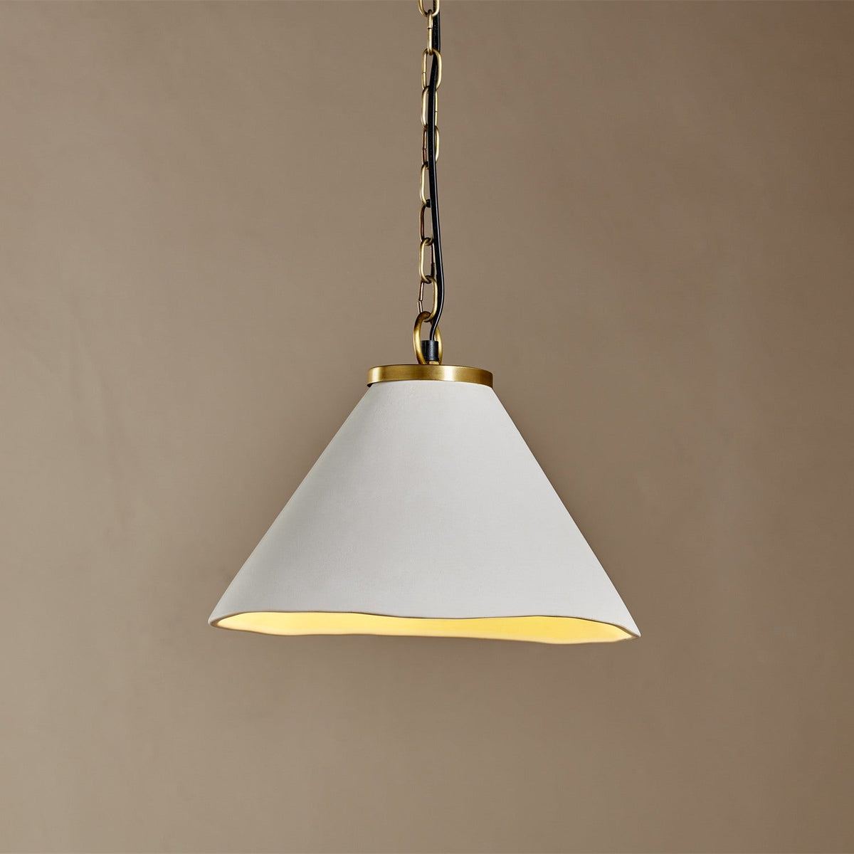Kiara Organic Shape Ceramic Pendant Light - Antique Brass