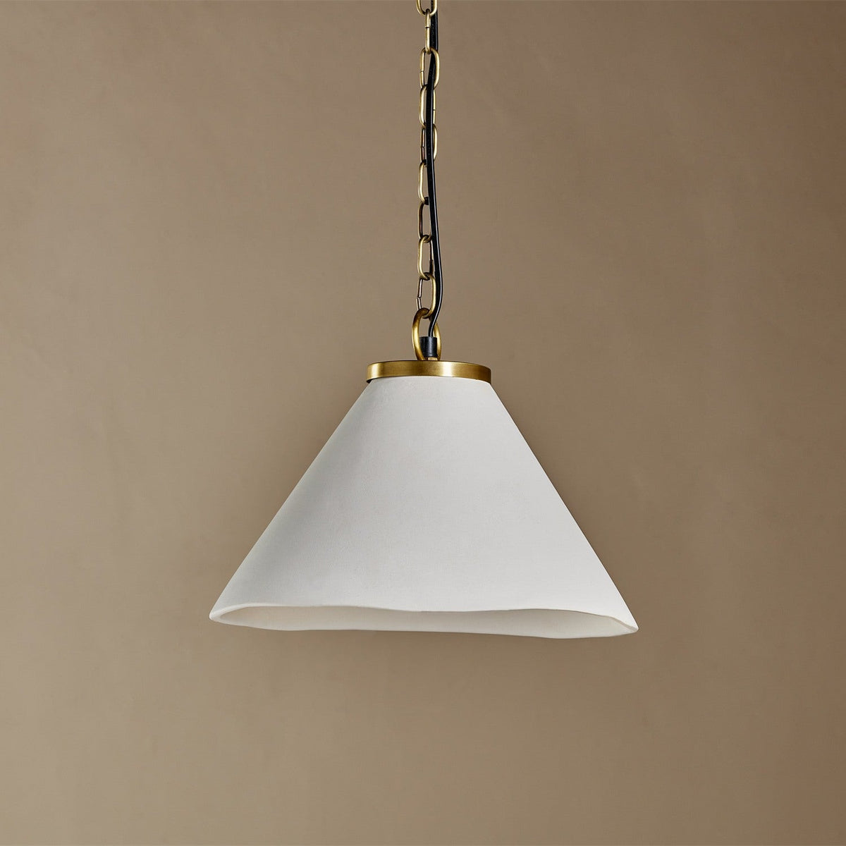 Kiara Organic Shape Ceramic Pendant Light - Antique Brass