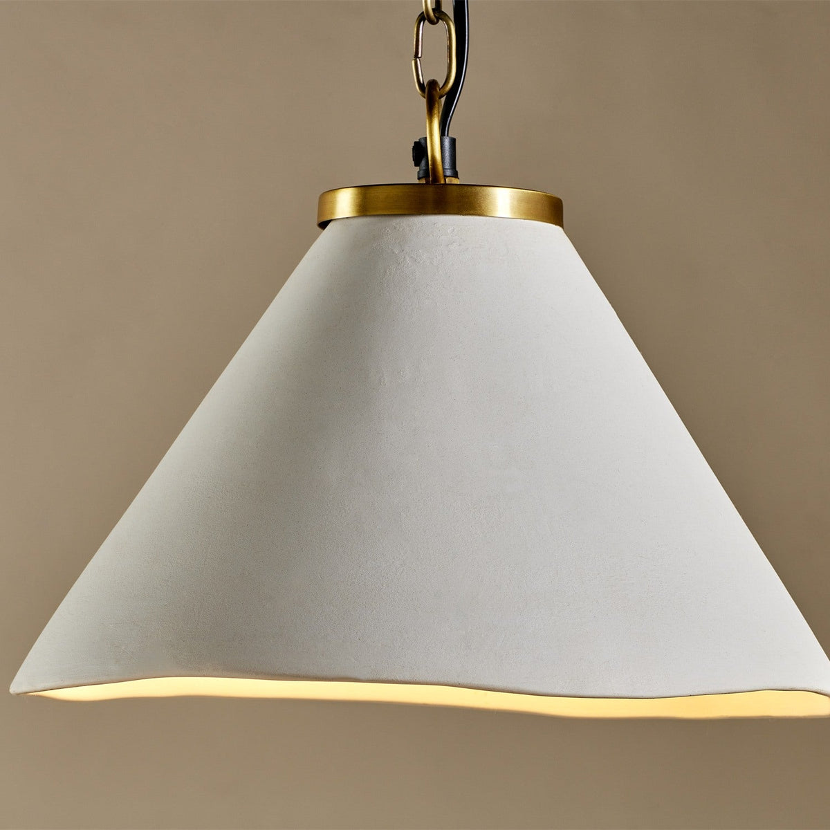 Kiara Organic Shape Ceramic Pendant Light - Antique Brass