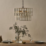 Kirindi 3 Light Glass Chandelier - Clear & Antique Brass