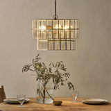 Kirindi 3 Light Glass Chandelier - Clear & Antique Brass