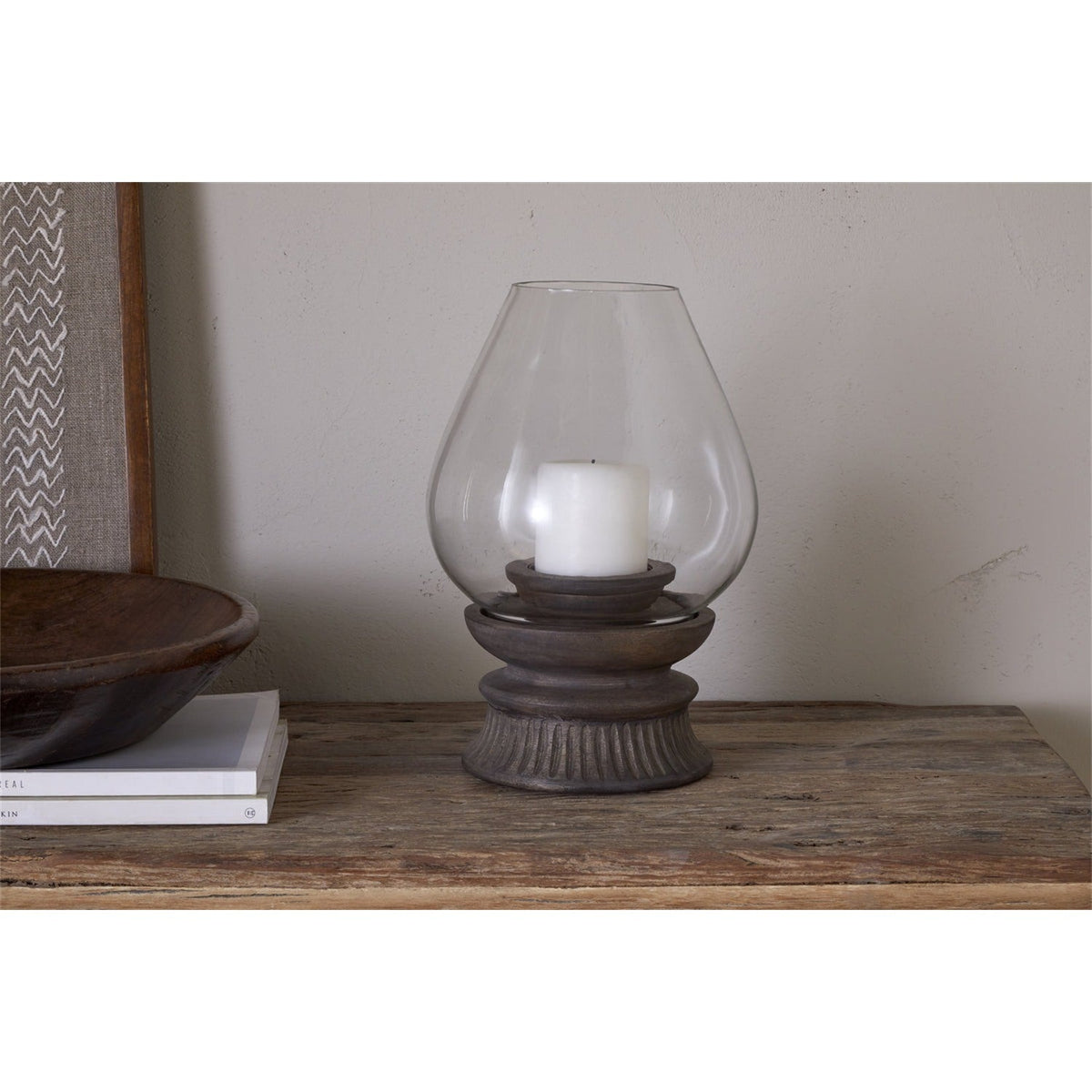 Kawani Mango Wood Lantern - Dark Ash