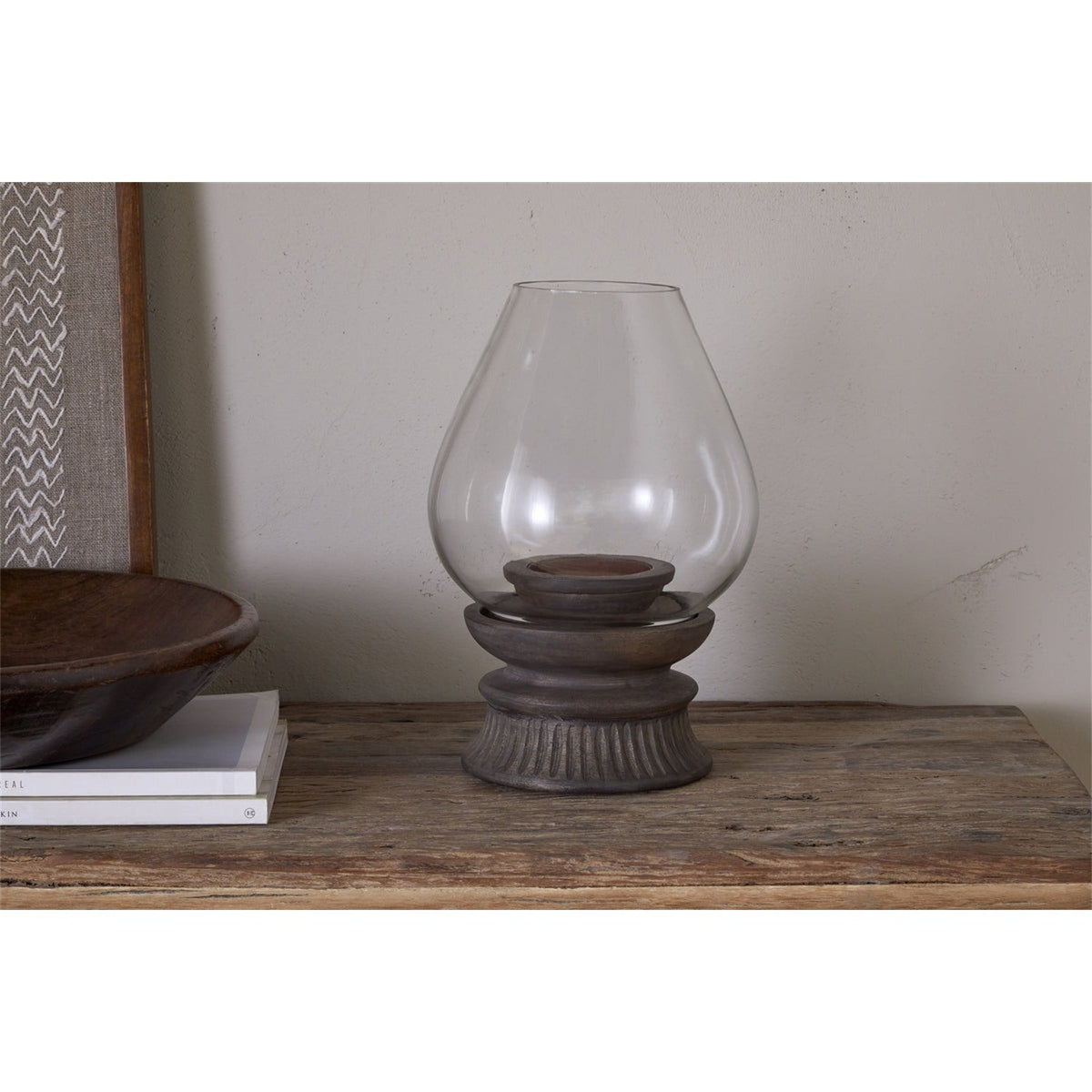 Kawani Mango Wood Lantern - Dark Ash