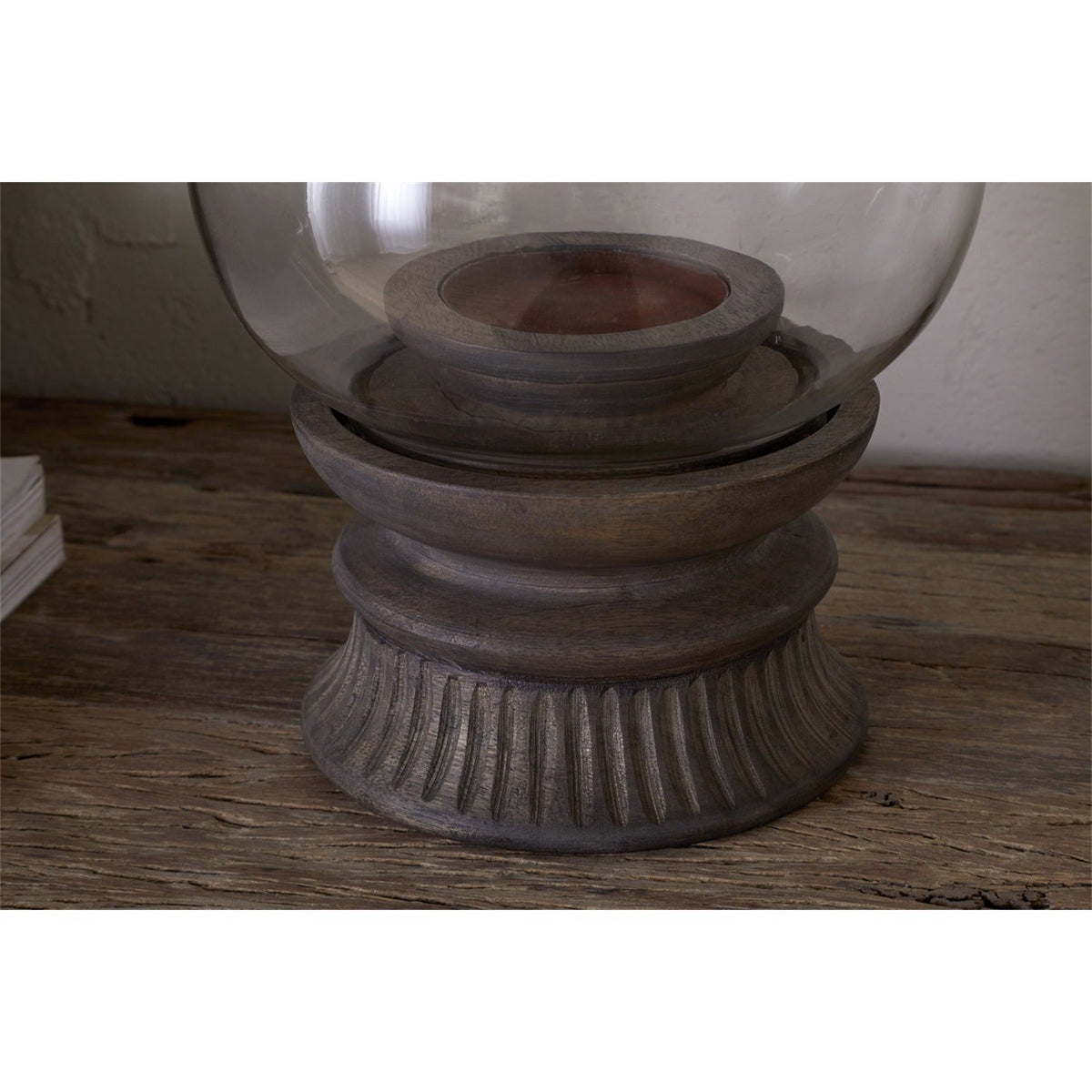 Kawani Mango Wood Lantern - Dark Ash