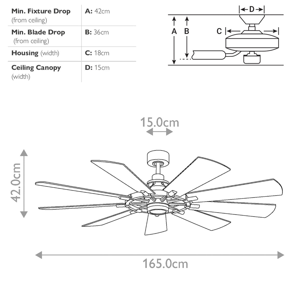 Gentry 65in Ceiling Fan with Light - Weathered Zinc