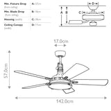 Hatteras Bay 56in Ceiling Fan with Light - Burnished Antique Brass