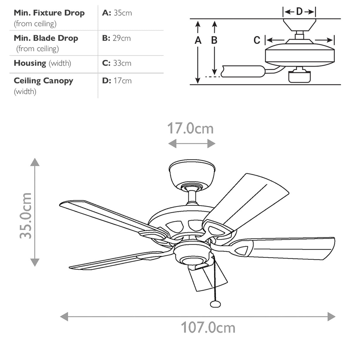 Kevlar 42in Ceiling Fan - Matt White