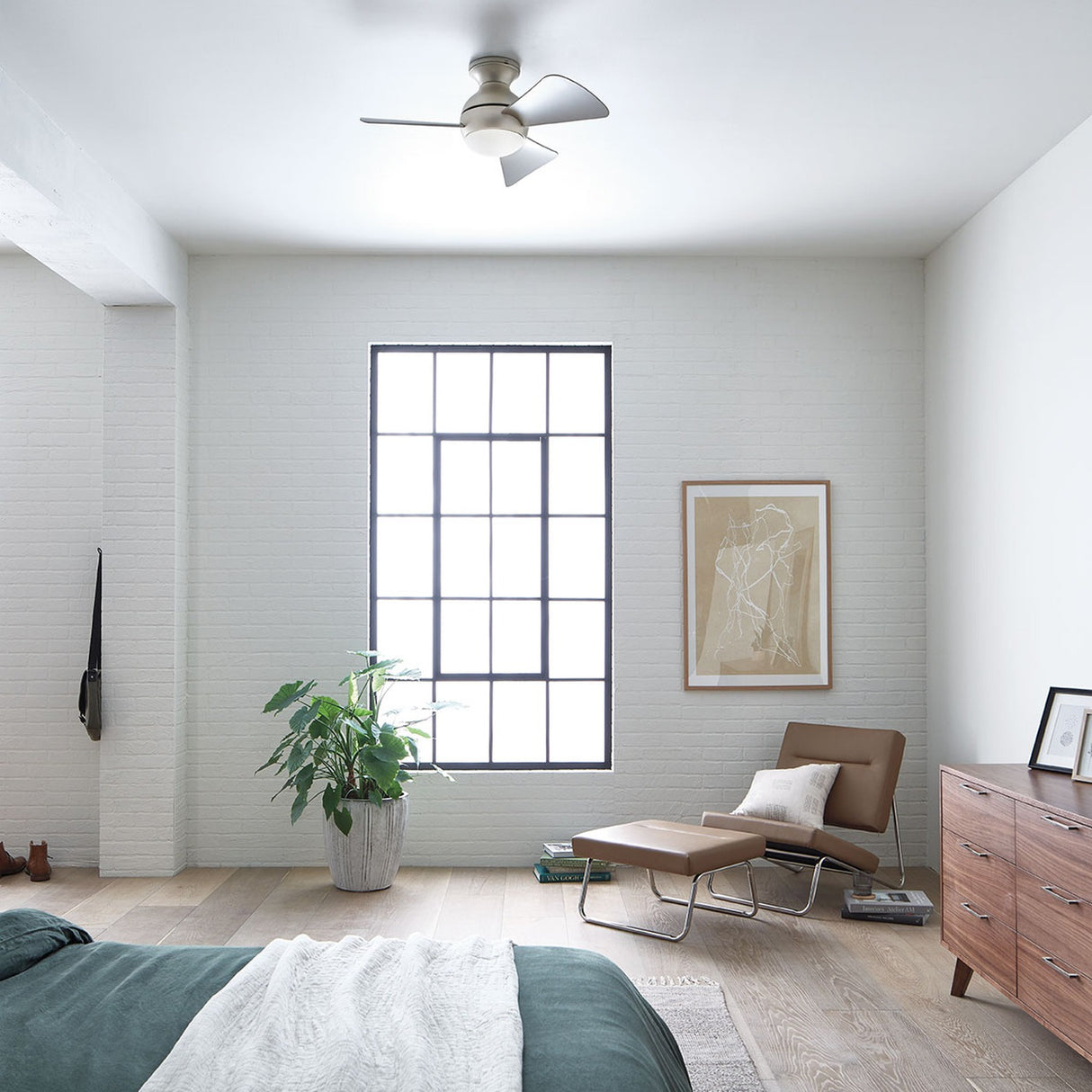 Sola 34in Ceiling Fan with Light - Brushed Nickel